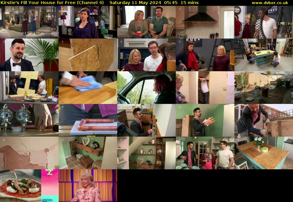 Kirstie's Fill Your House for Free (Channel 4) Saturday 11 May 2024 05:45 - 06:00