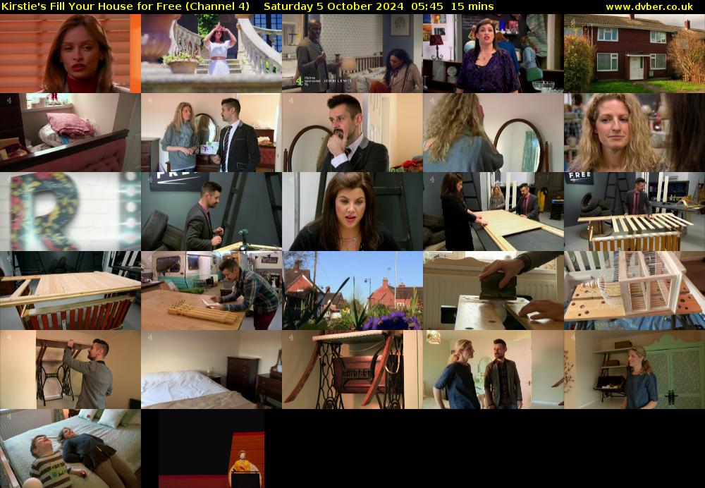 Kirstie's Fill Your House for Free (Channel 4) Saturday 5 October 2024 05:45 - 06:00