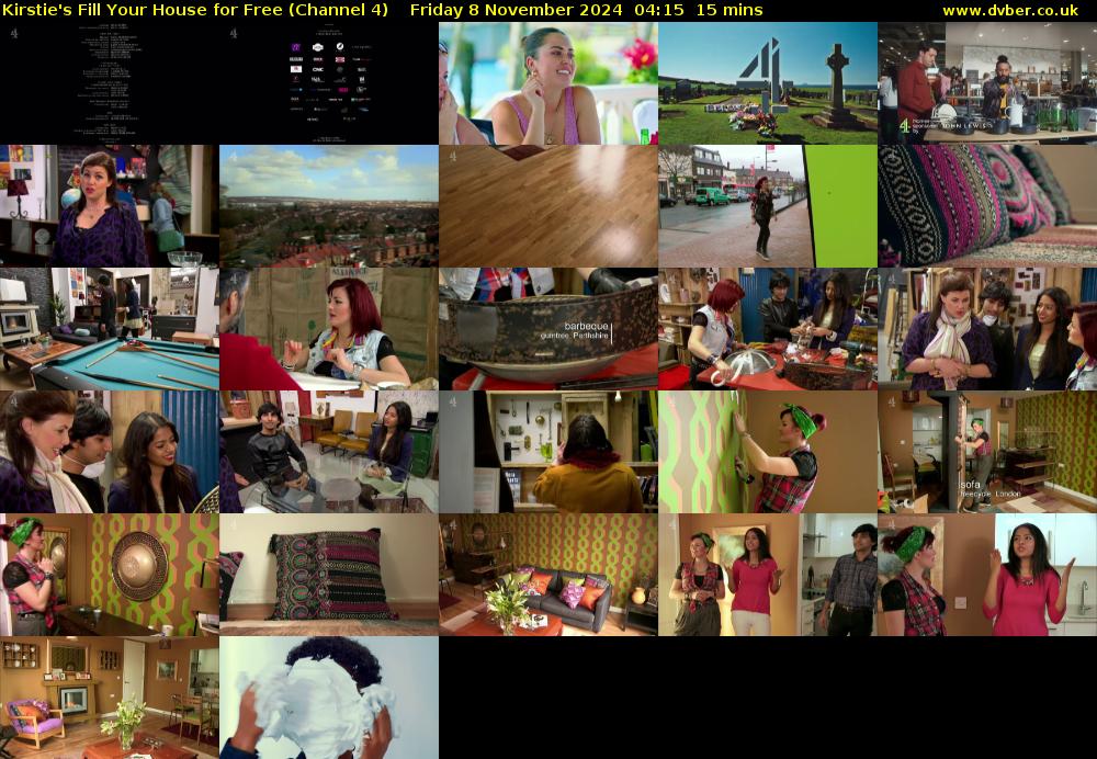 Kirstie's Fill Your House for Free (Channel 4) Friday 8 November 2024 04:15 - 04:30