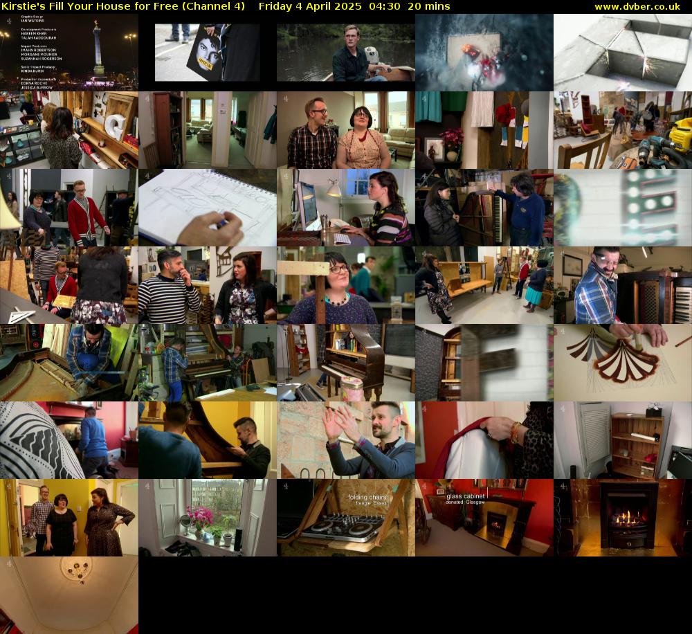 Kirstie's Fill Your House for Free (Channel 4) Friday 4 April 2025 04:30 - 04:50