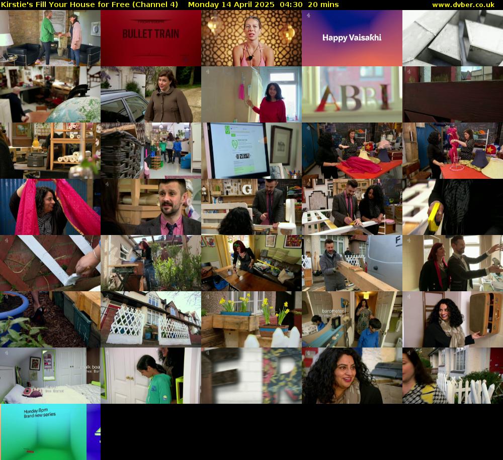 Kirstie's Fill Your House for Free (Channel 4) Monday 14 April 2025 04:30 - 04:50