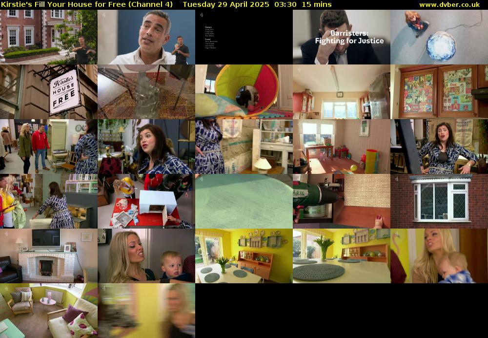 Kirstie's Fill Your House for Free (Channel 4) Tuesday 29 April 2025 03:30 - 03:45