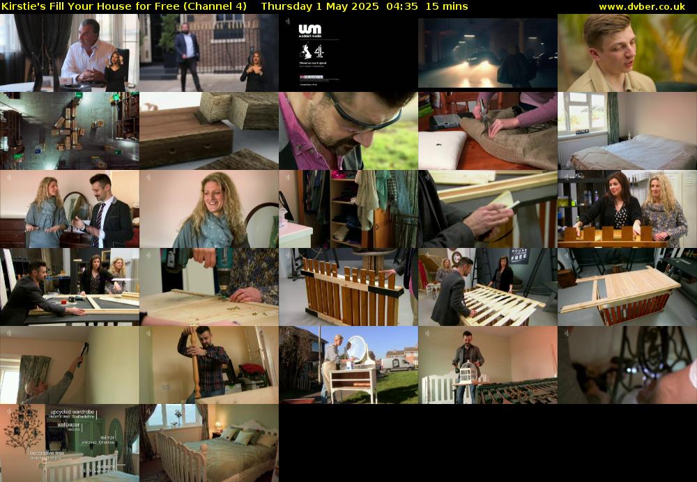 Kirstie's Fill Your House for Free (Channel 4) Thursday 1 May 2025 04:35 - 04:50