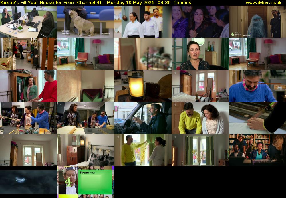 Kirstie's Fill Your House for Free (Channel 4) Monday 19 May 2025 03:30 - 03:45