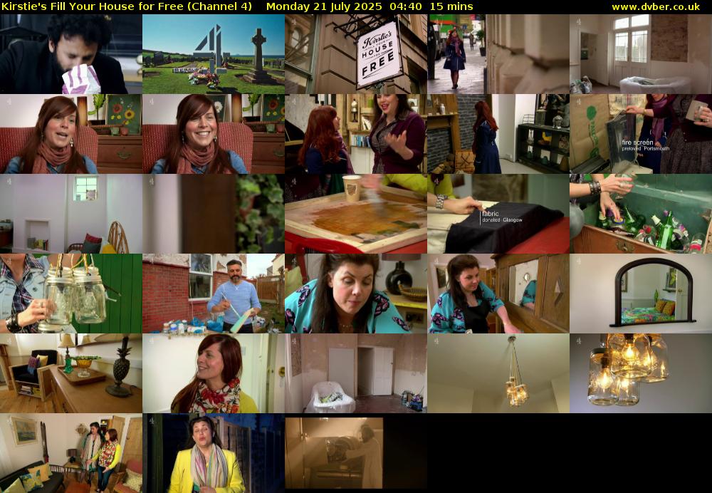 Kirstie's Fill Your House for Free (Channel 4) Monday 21 July 2025 04:40 - 04:55