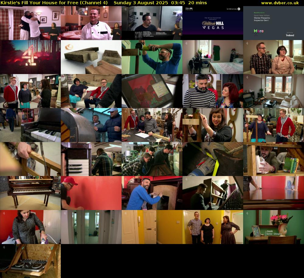 Kirstie's Fill Your House for Free (Channel 4) Sunday 3 August 2025 03:45 - 04:05