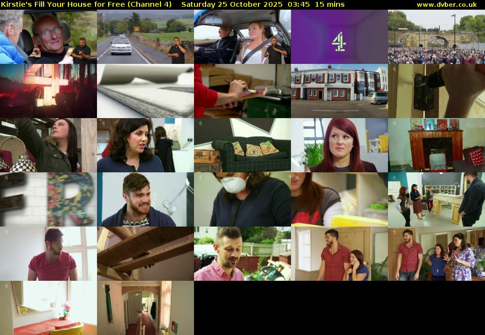 Kirstie's Fill Your House for Free (Channel 4) Saturday 25 October 2025 03:45 - 04:00