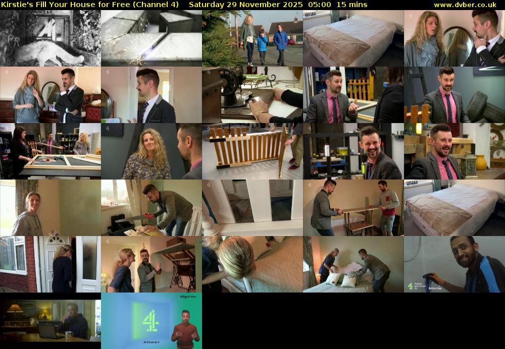 Kirstie's Fill Your House for Free (Channel 4) Saturday 29 November 2025 05:00 - 05:15