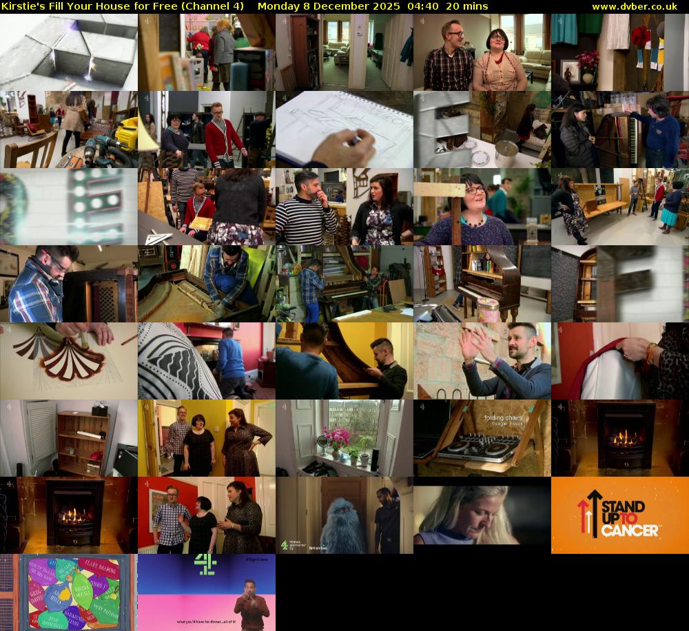 Kirstie's Fill Your House for Free (Channel 4) Monday 8 December 2025 04:40 - 05:00