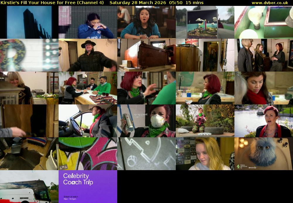 Kirstie's Fill Your House for Free (Channel 4) Saturday 28 March 2026 05:50 - 06:05