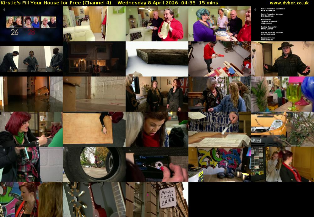 Kirstie's Fill Your House for Free (Channel 4) Wednesday 8 April 2026 04:35 - 04:50