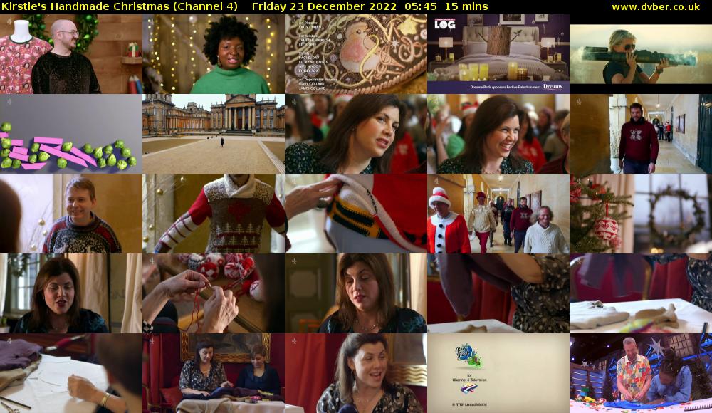 Kirstie's Handmade Christmas (Channel 4) Friday 23 December 2022 05:45 - 06:00