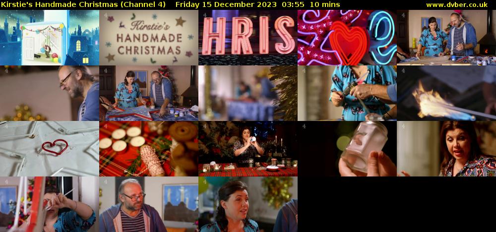 Kirstie's Handmade Christmas (Channel 4) Friday 15 December 2023 03:55 - 04:05