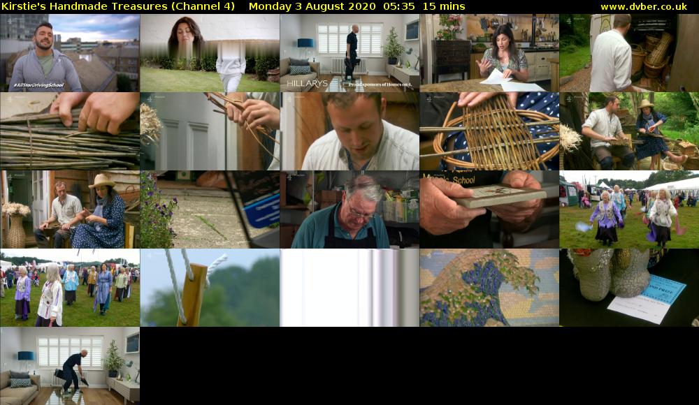 Kirstie's Handmade Treasures (Channel 4) Monday 3 August 2020 05:35 - 05:50