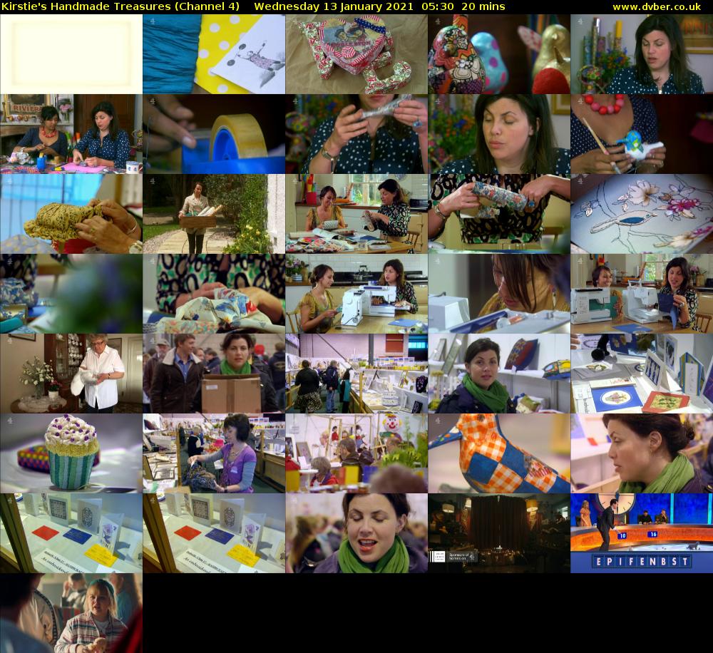 Kirstie's Handmade Treasures (Channel 4) Wednesday 13 January 2021 05:30 - 05:50