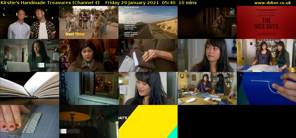 Kirstie's Handmade Treasures (Channel 4) Friday 29 January 2021 05:40 - 05:50