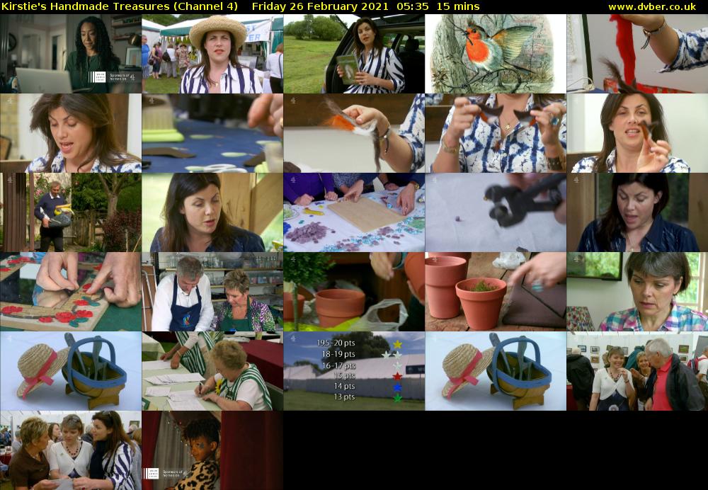 Kirstie's Handmade Treasures (Channel 4) Friday 26 February 2021 05:35 - 05:50