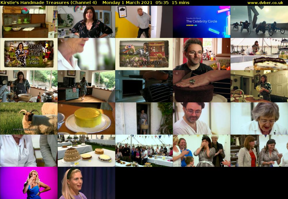 Kirstie's Handmade Treasures (Channel 4) Monday 1 March 2021 05:35 - 05:50