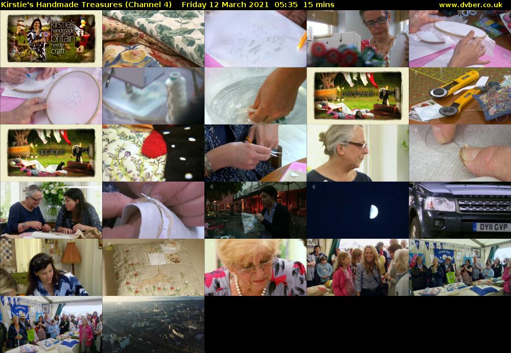 Kirstie's Handmade Treasures (Channel 4) Friday 12 March 2021 05:35 - 05:50