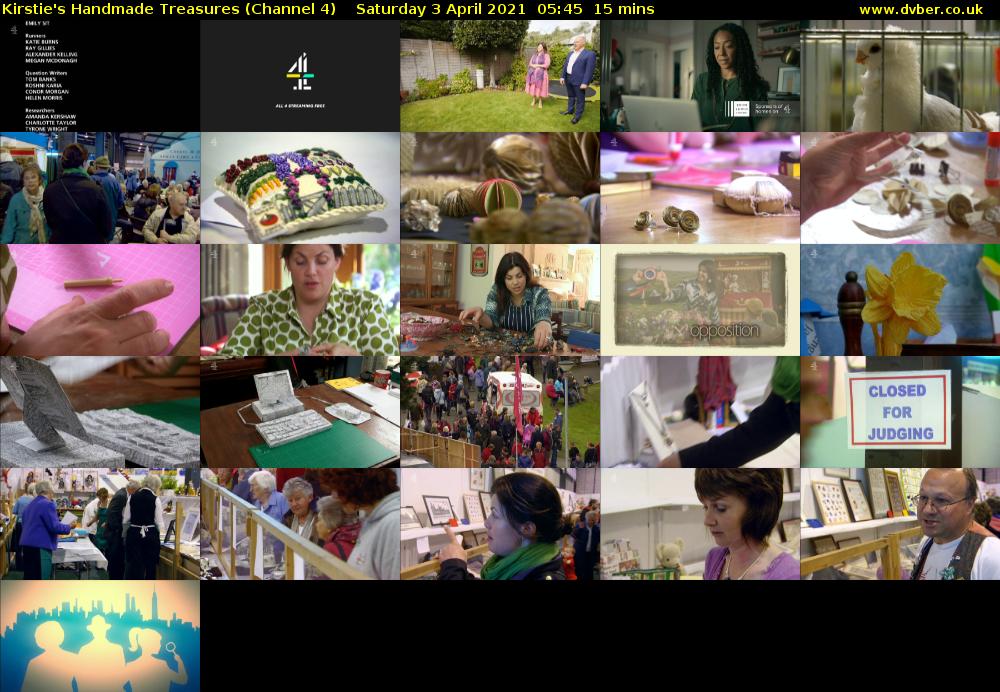 Kirstie's Handmade Treasures (Channel 4) Saturday 3 April 2021 05:45 - 06:00