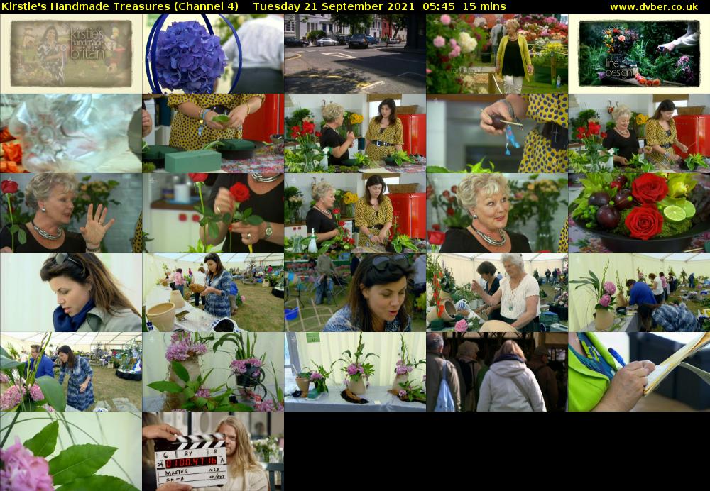Kirstie's Handmade Treasures (Channel 4) Tuesday 21 September 2021 05:45 - 06:00