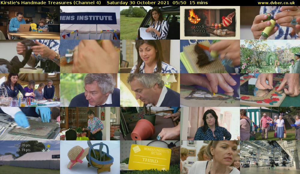 Kirstie's Handmade Treasures (Channel 4) Saturday 30 October 2021 05:50 - 06:05