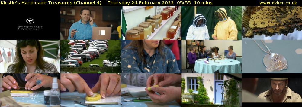 Kirstie's Handmade Treasures (Channel 4) Thursday 24 February 2022 05:55 - 06:05