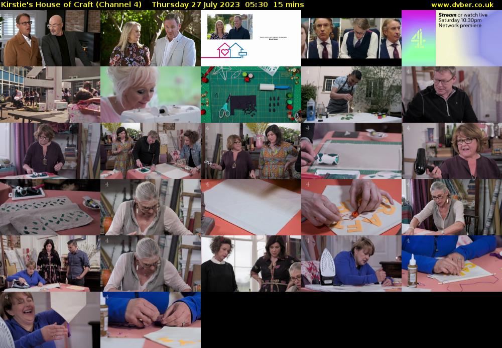 Kirstie's House of Craft (Channel 4) Thursday 27 July 2023 05:30 - 05:45