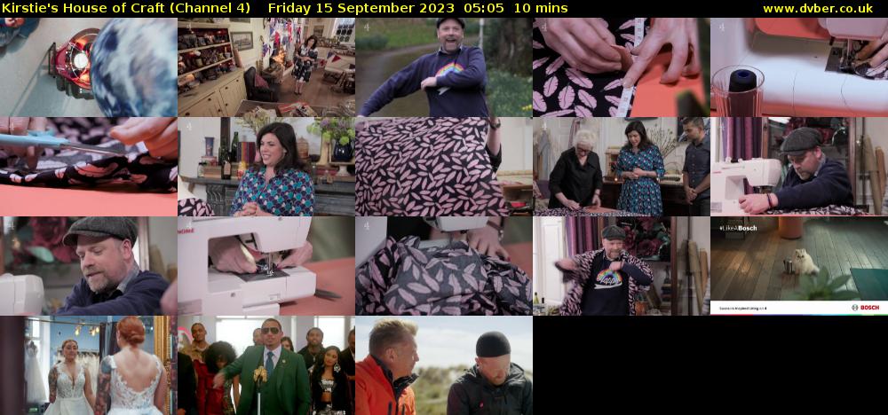 Kirstie's House of Craft (Channel 4) Friday 15 September 2023 05:05 - 05:15