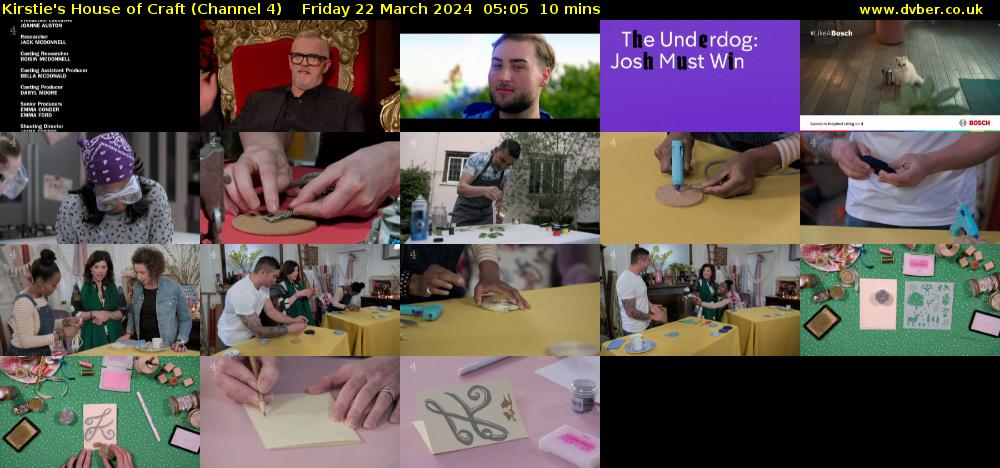 Kirstie's House of Craft (Channel 4) Friday 22 March 2024 05:05 - 05:15