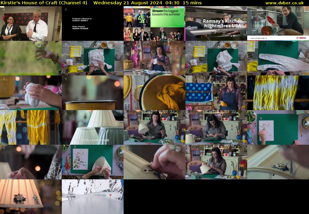 Kirstie's House of Craft (Channel 4) Wednesday 21 August 2024 04:30 - 04:45
