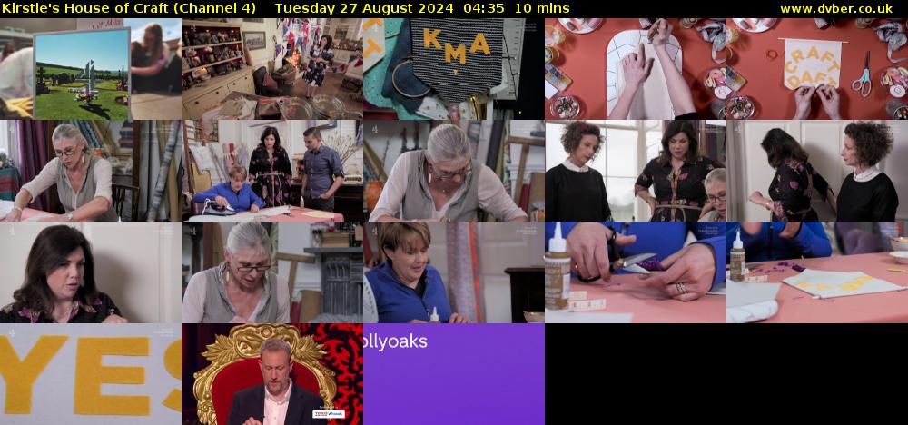 Kirstie's House of Craft (Channel 4) Tuesday 27 August 2024 04:35 - 04:45