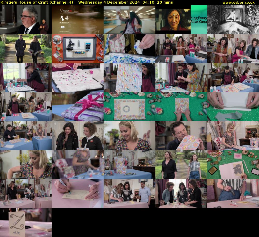 Kirstie's House of Craft (Channel 4) Wednesday 4 December 2024 04:10 - 04:30