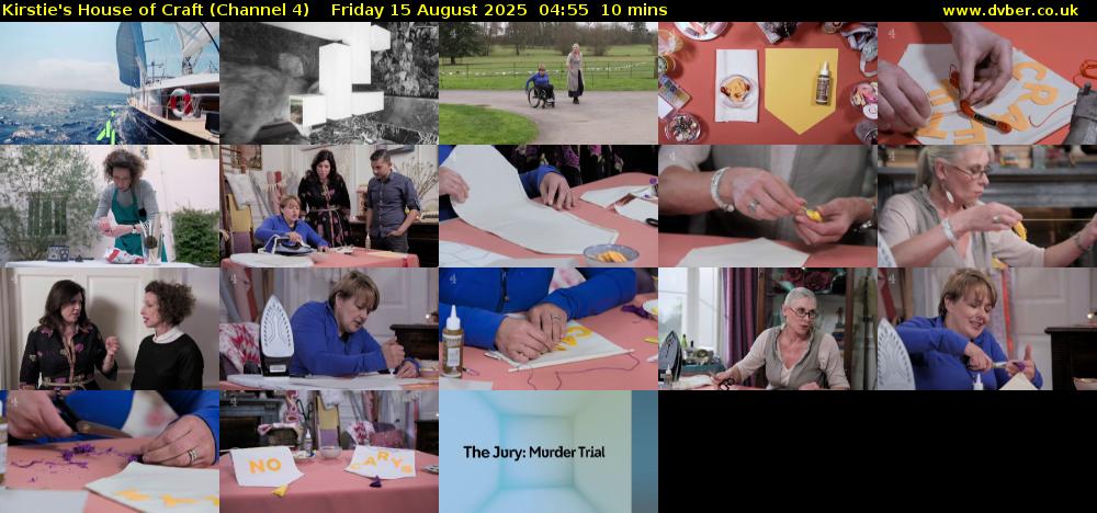 Kirstie's House of Craft (Channel 4) Friday 15 August 2025 04:55 - 05:05
