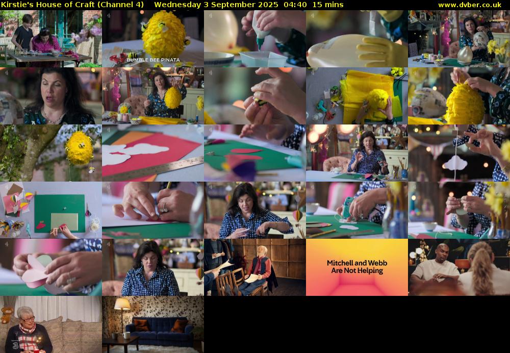 Kirstie's House of Craft (Channel 4) Wednesday 3 September 2025 04:40 - 04:55