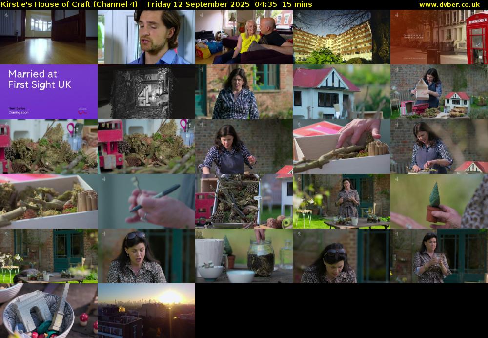 Kirstie's House of Craft (Channel 4) Friday 12 September 2025 04:35 - 04:50