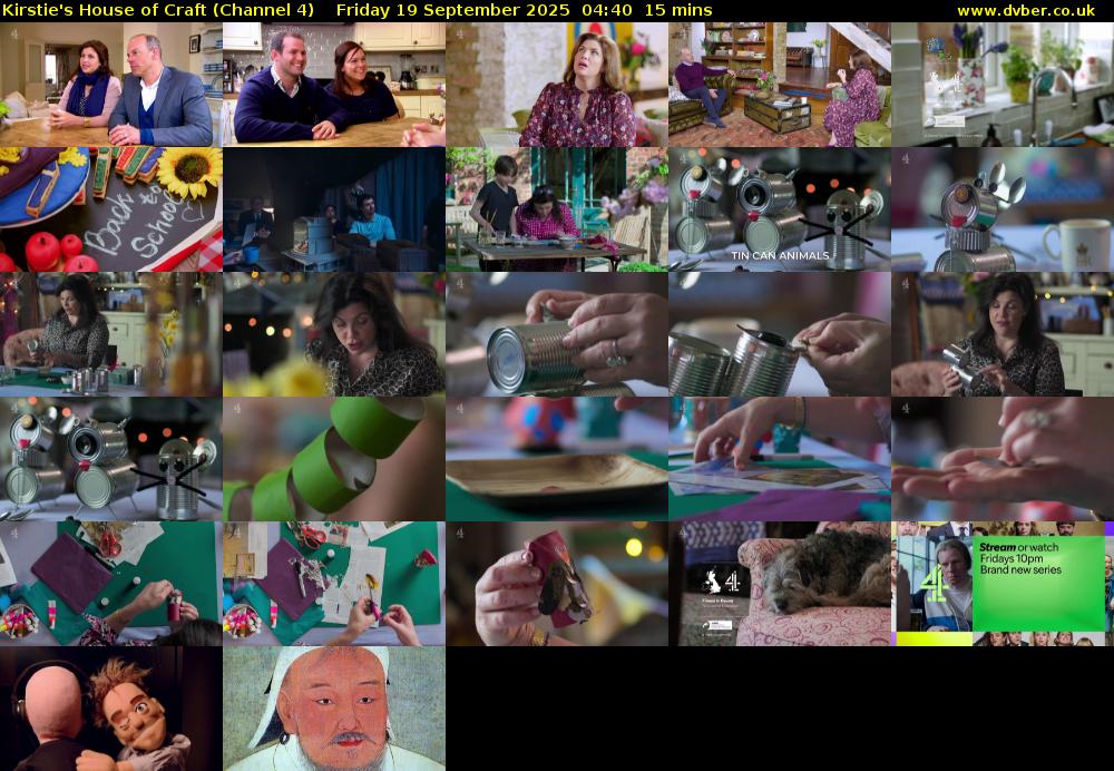 Kirstie's House of Craft (Channel 4) Friday 19 September 2025 04:40 - 04:55
