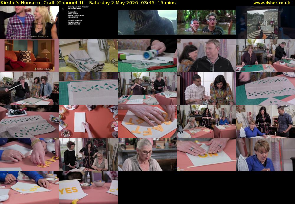 Kirstie's House of Craft (Channel 4) Saturday 2 May 2026 03:45 - 04:00