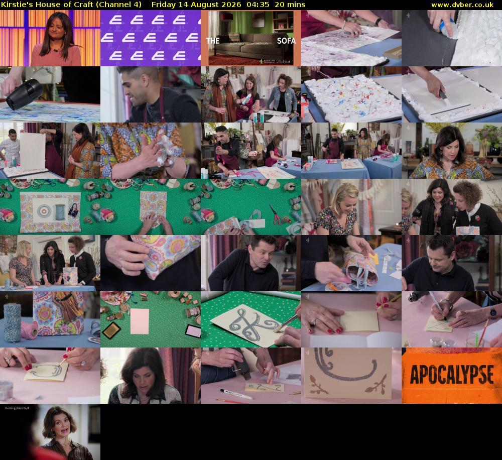 Kirstie's House of Craft (Channel 4) Friday 14 August 2026 04:35 - 04:55