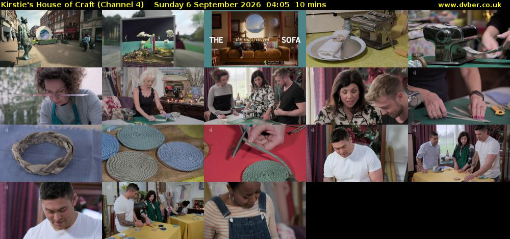Kirstie's House of Craft (Channel 4) Sunday 6 September 2026 04:05 - 04:15