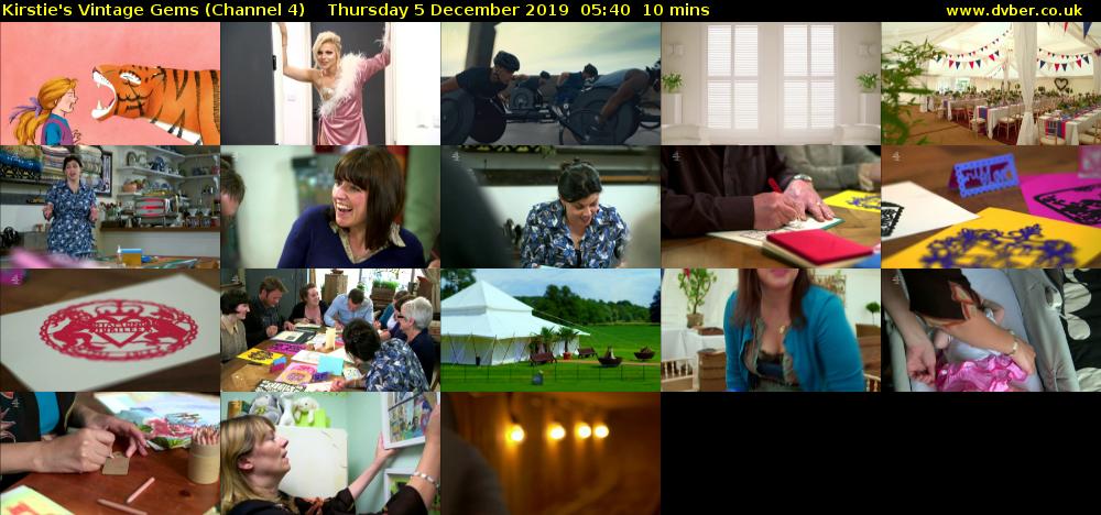 Kirstie's Vintage Gems (Channel 4) Thursday 5 December 2019 05:40 - 05:50