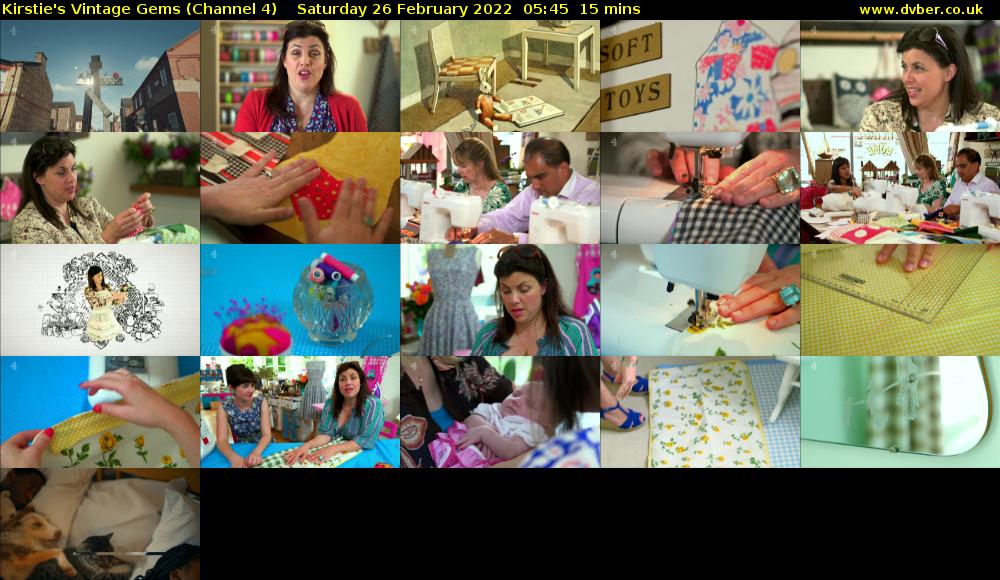 Kirstie's Vintage Gems (Channel 4) Saturday 26 February 2022 05:45 - 06:00