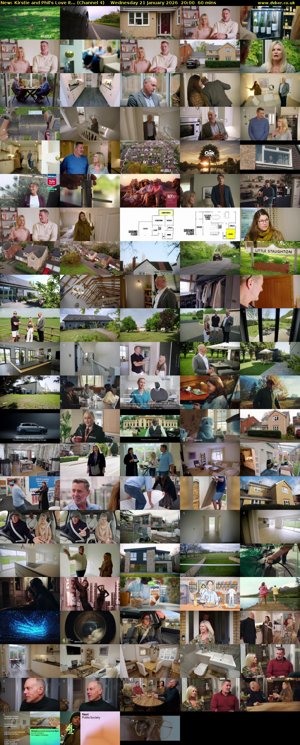 Kirstie and Phil's Love It... (Channel 4) Wednesday 21 January 2026 20:00 - 21:00