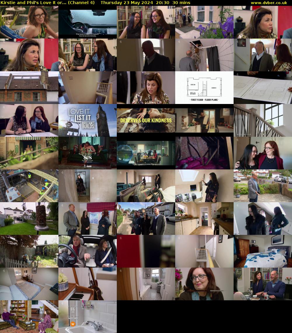 Kirstie and Phil's Love It or... (Channel 4) Thursday 23 May 2024 20:30 - 21:00