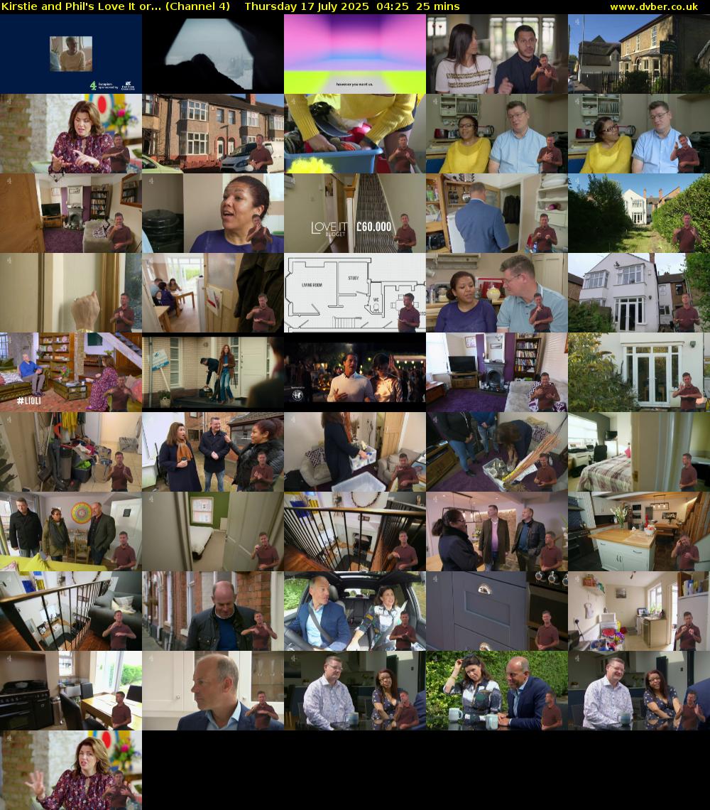Kirstie and Phil's Love It or... (Channel 4) Thursday 17 July 2025 04:25 - 04:50