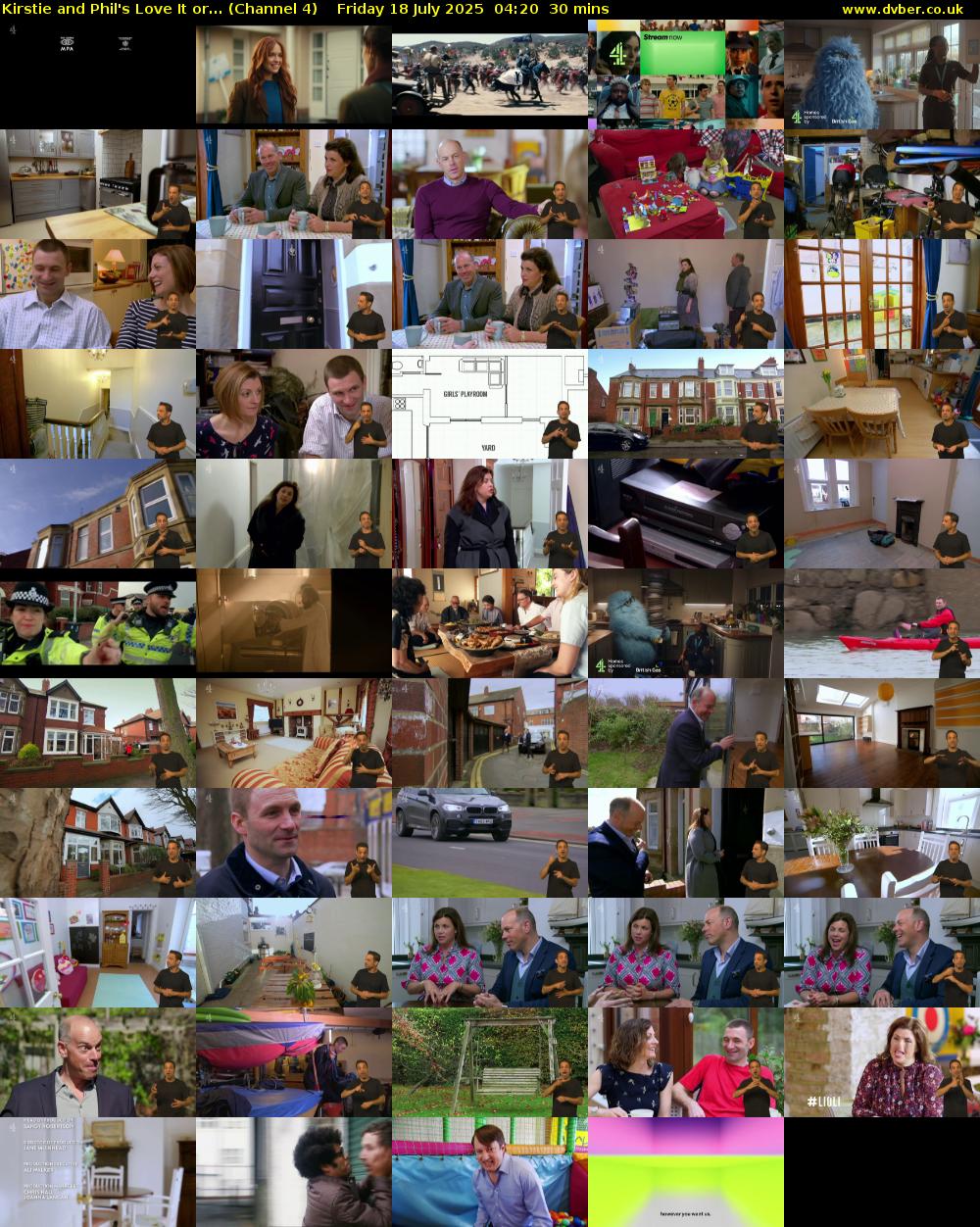 Kirstie and Phil's Love It or... (Channel 4) Friday 18 July 2025 04:20 - 04:50