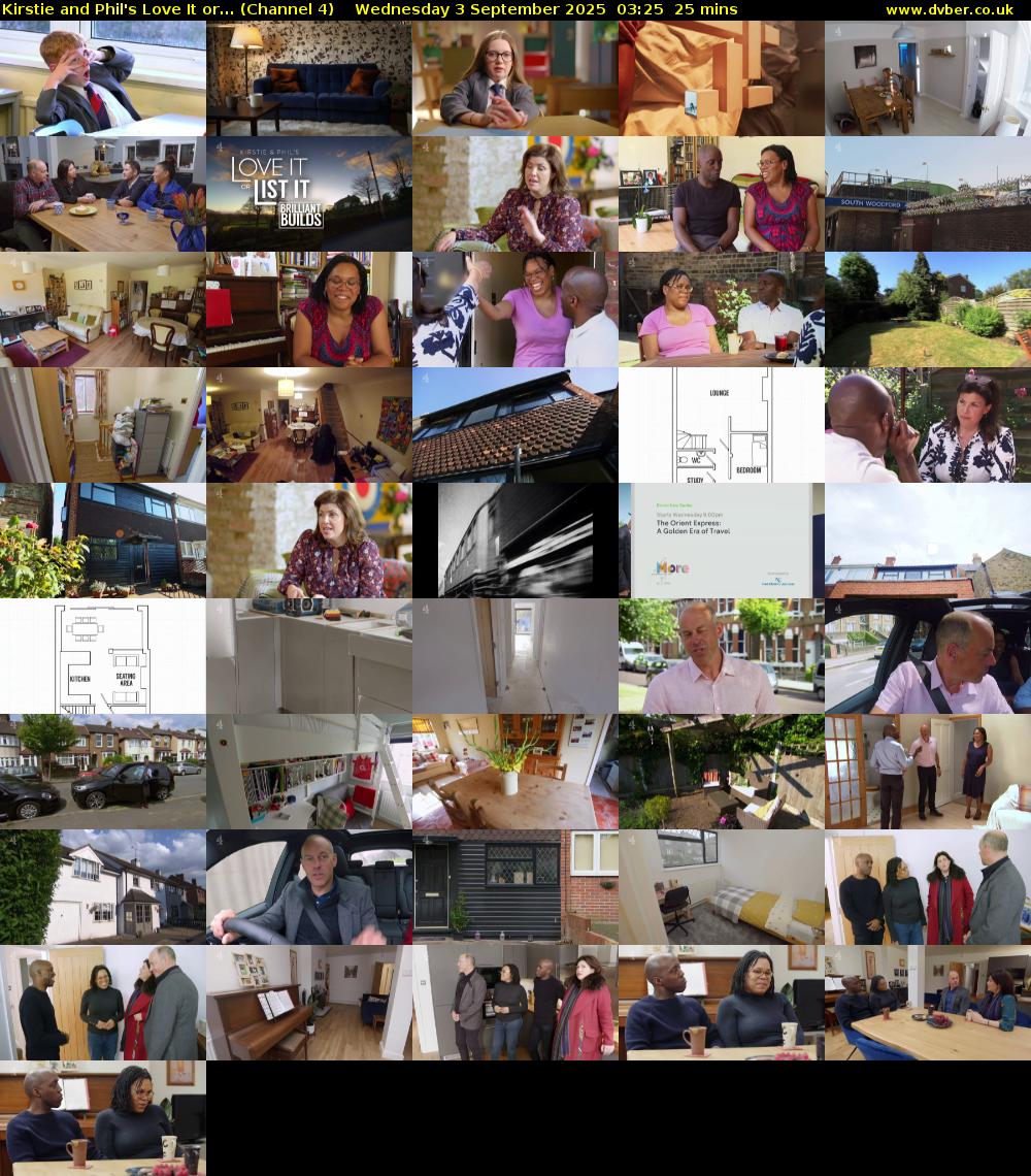 Kirstie and Phil's Love It or... (Channel 4) Wednesday 3 September 2025 03:25 - 03:50