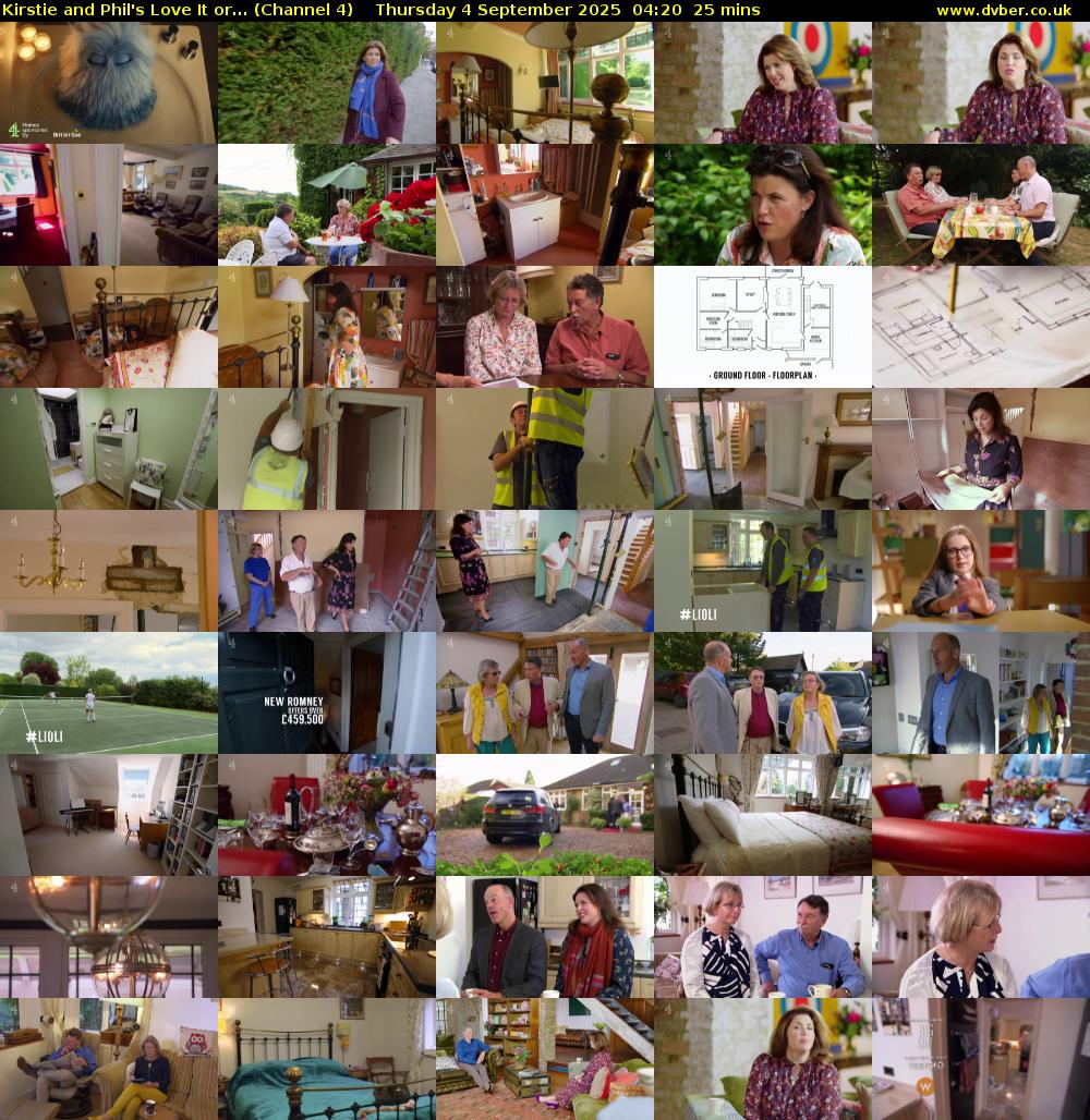 Kirstie and Phil's Love It or... (Channel 4) Thursday 4 September 2025 04:20 - 04:45