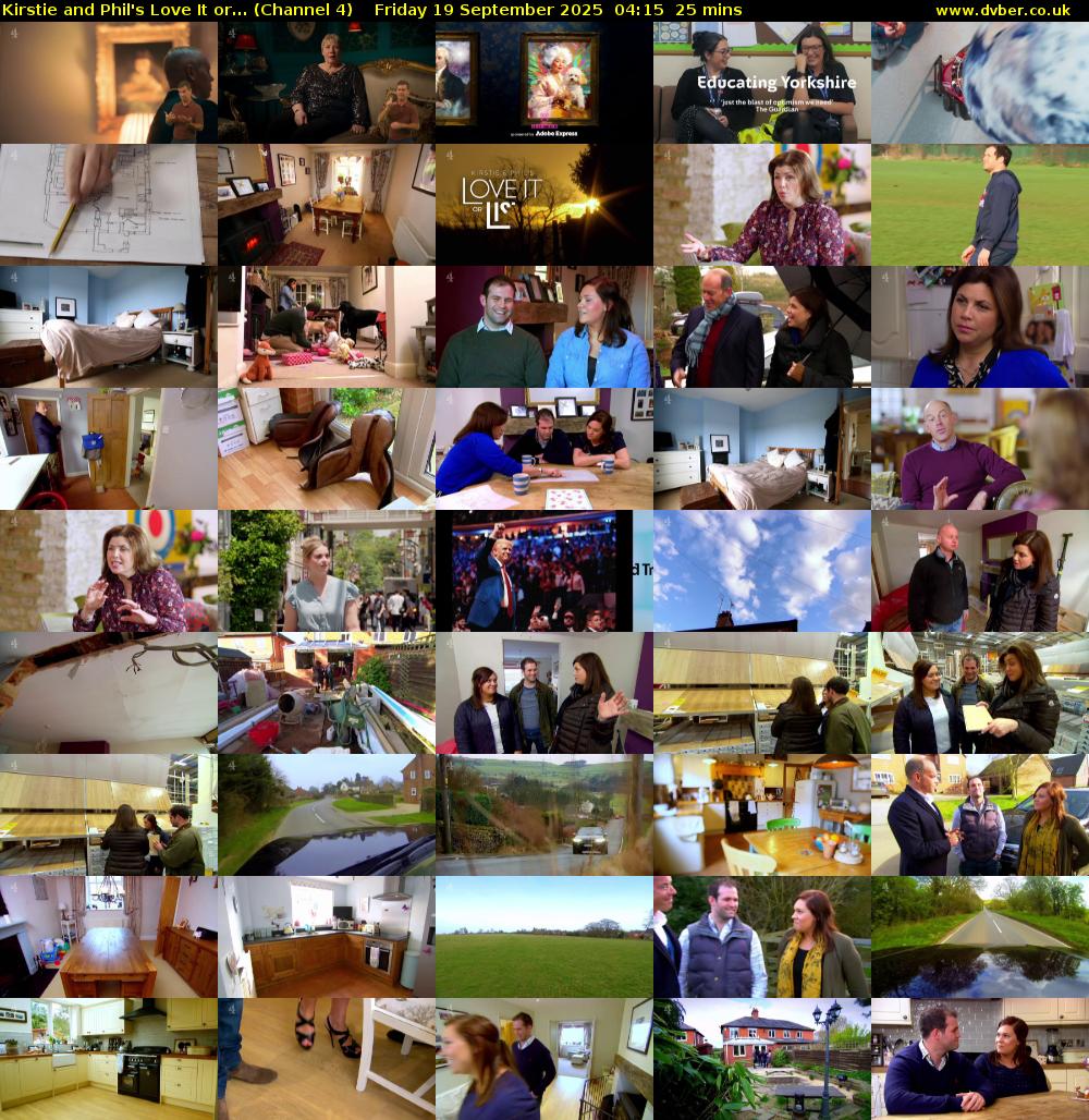 Kirstie and Phil's Love It or... (Channel 4) Friday 19 September 2025 04:15 - 04:40