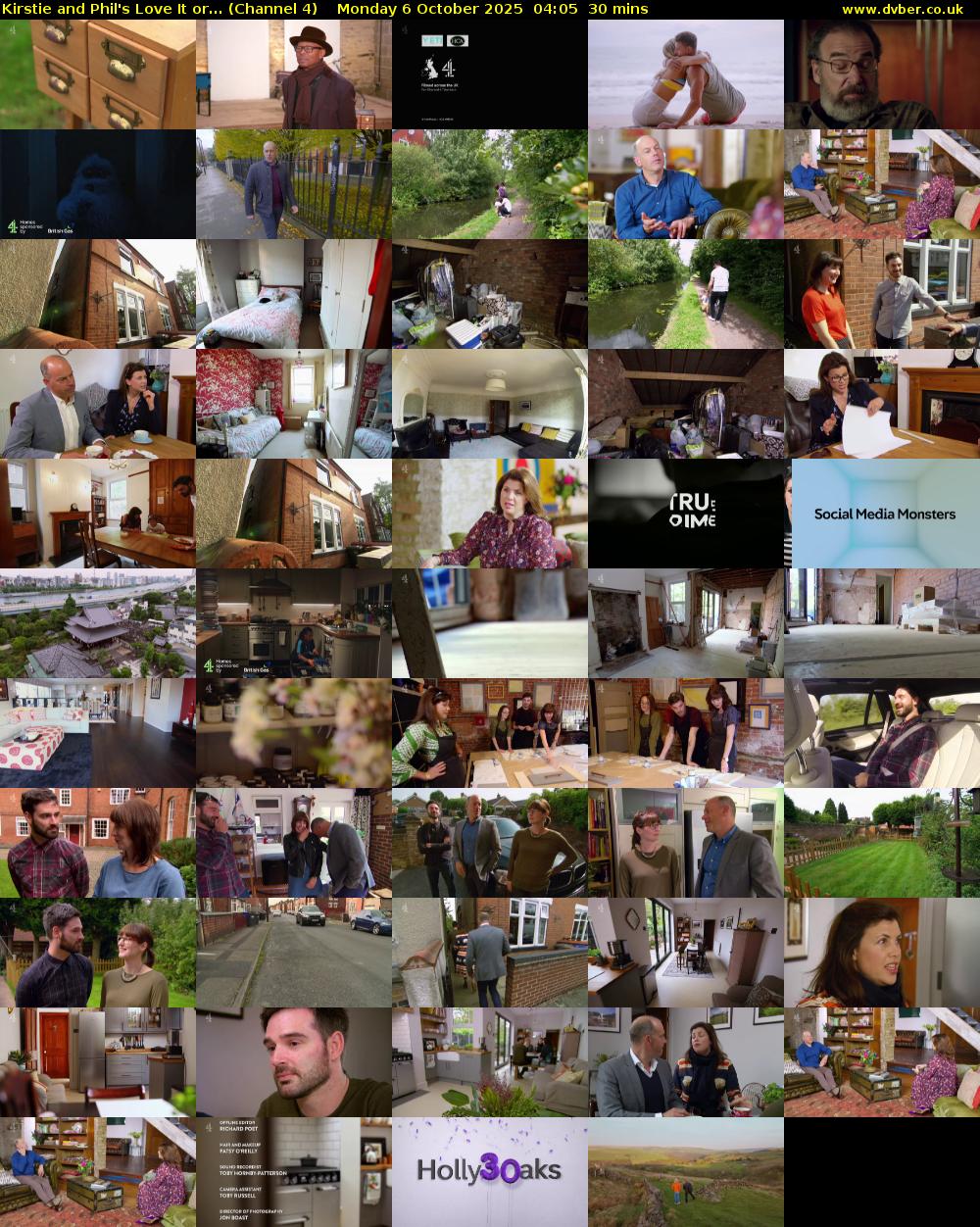 Kirstie and Phil's Love It or... (Channel 4) Monday 6 October 2025 04:05 - 04:35